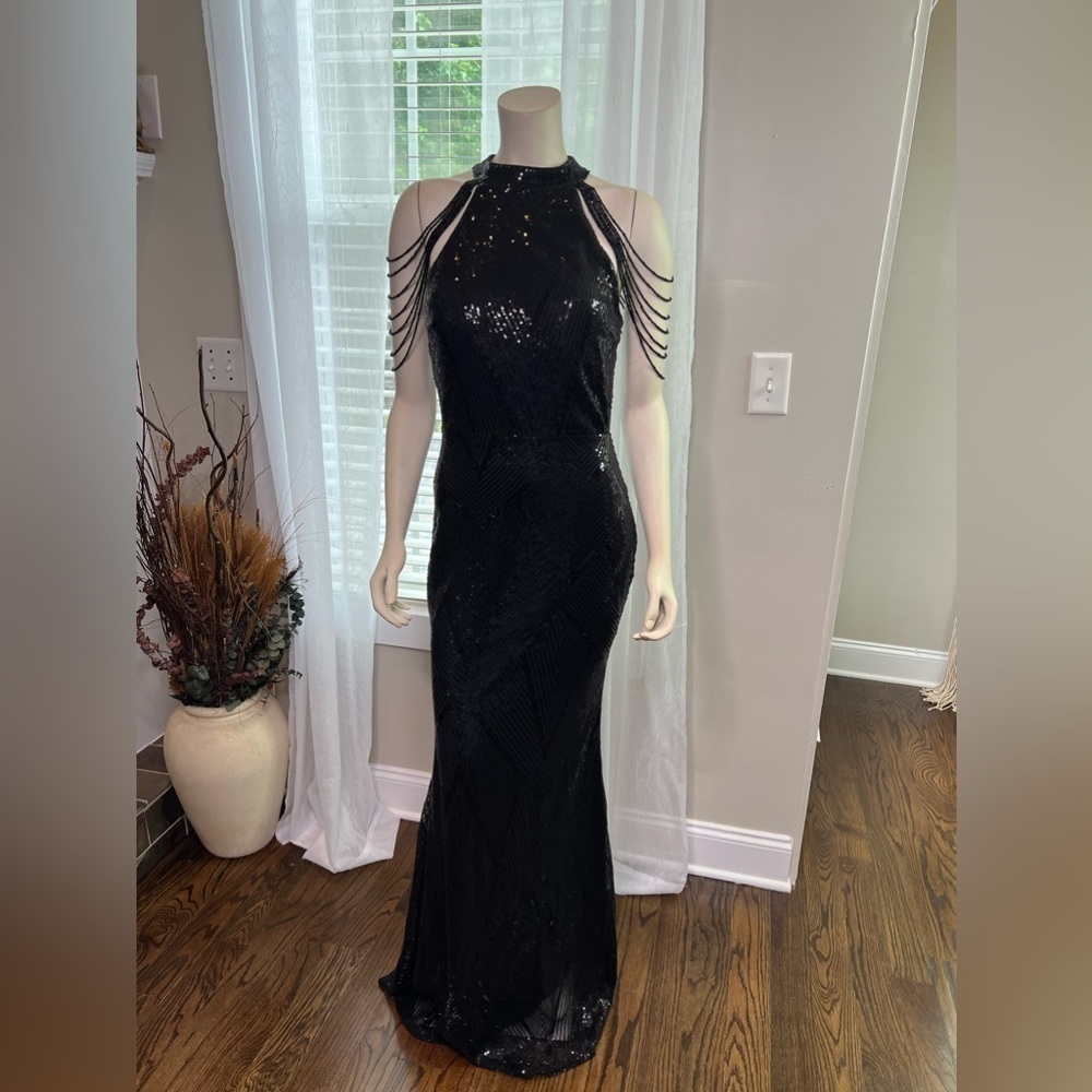 Miss ORD Black Sequin Dress  SZ. L - Picture 4 of 9